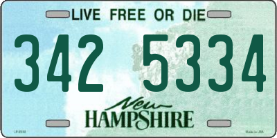NH license plate 3425334