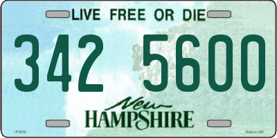 NH license plate 3425600