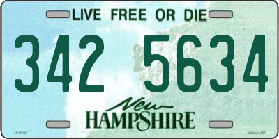 NH license plate 3425634