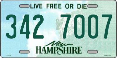 NH license plate 3427007