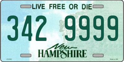 NH license plate 3429999