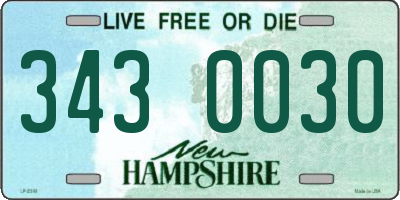 NH license plate 3430030