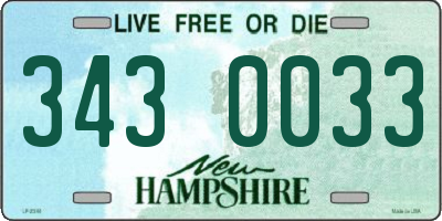 NH license plate 3430033