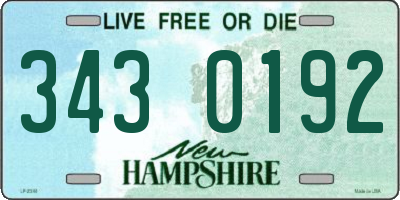 NH license plate 3430192