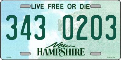 NH license plate 3430203