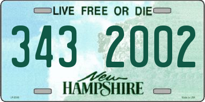 NH license plate 3432002