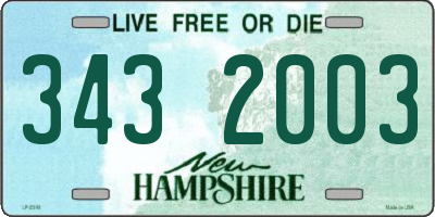 NH license plate 3432003