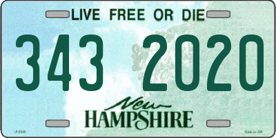 NH license plate 3432020