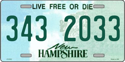 NH license plate 3432033