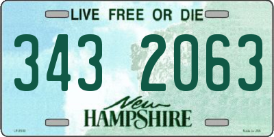 NH license plate 3432063
