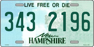 NH license plate 3432196