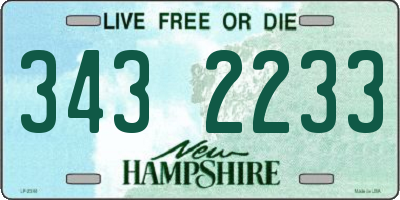 NH license plate 3432233