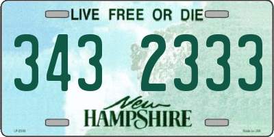 NH license plate 3432333