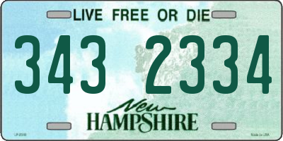 NH license plate 3432334