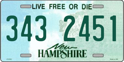 NH license plate 3432451