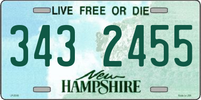 NH license plate 3432455