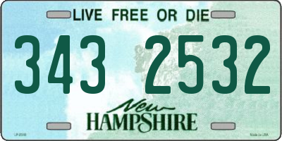 NH license plate 3432532