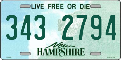 NH license plate 3432794