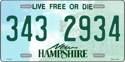 NH license plate 3432934