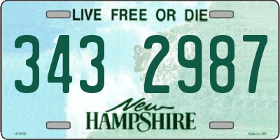 NH license plate 3432987