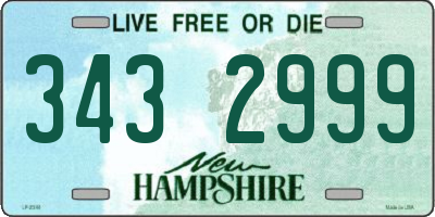 NH license plate 3432999