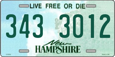 NH license plate 3433012