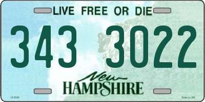 NH license plate 3433022