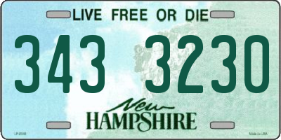 NH license plate 3433230