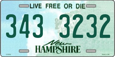 NH license plate 3433232