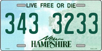 NH license plate 3433233