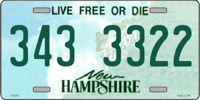 NH license plate 3433322
