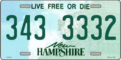 NH license plate 3433332