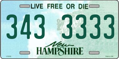 NH license plate 3433333