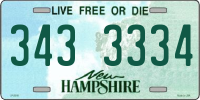 NH license plate 3433334