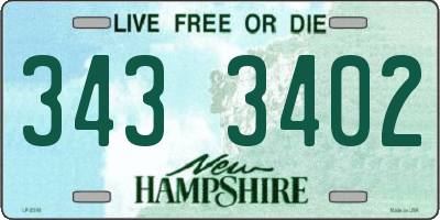 NH license plate 3433402