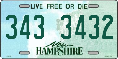 NH license plate 3433432