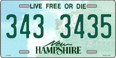 NH license plate 3433435