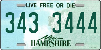 NH license plate 3433444