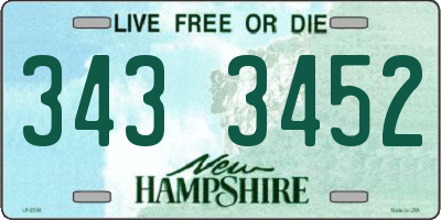 NH license plate 3433452