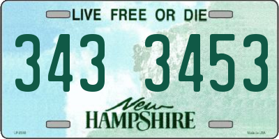 NH license plate 3433453
