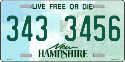 NH license plate 3433456