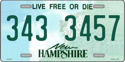 NH license plate 3433457
