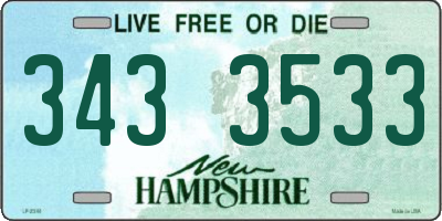 NH license plate 3433533