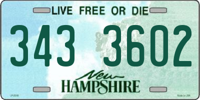 NH license plate 3433602