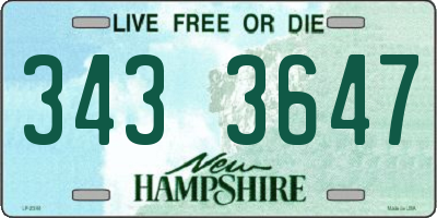 NH license plate 3433647
