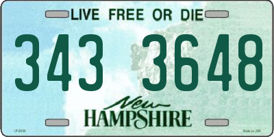 NH license plate 3433648