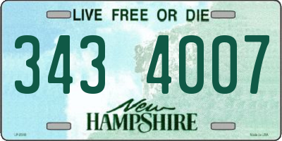 NH license plate 3434007