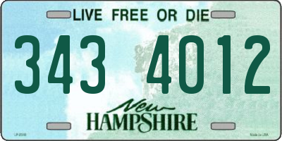 NH license plate 3434012