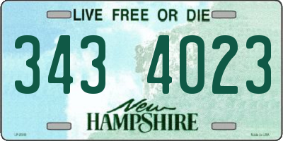 NH license plate 3434023