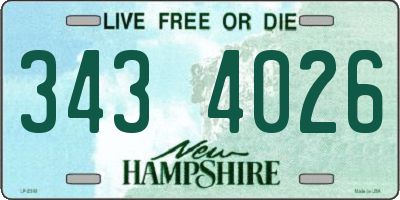 NH license plate 3434026